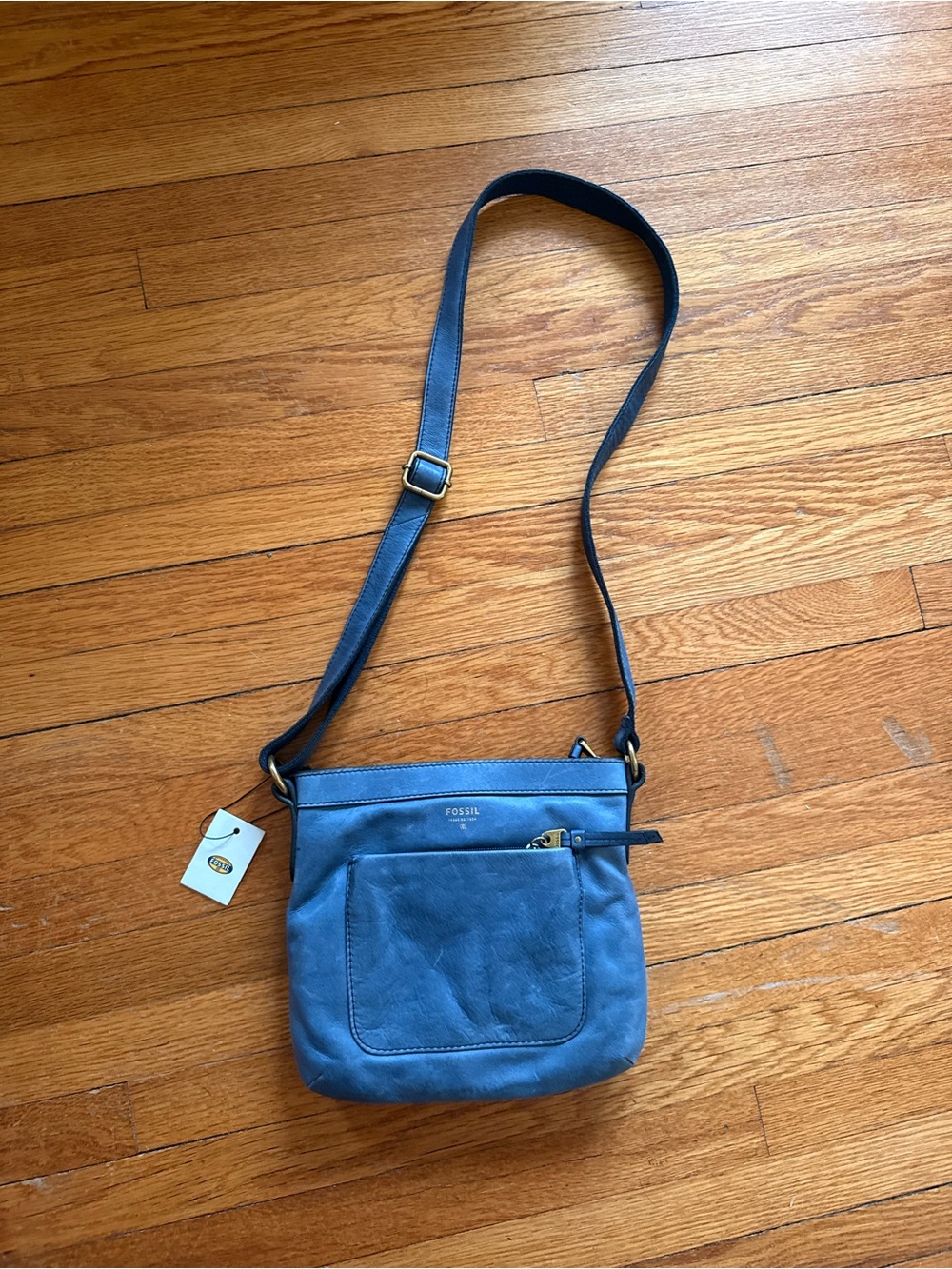 Fossil Slate Blue Leather Crossbody Bag